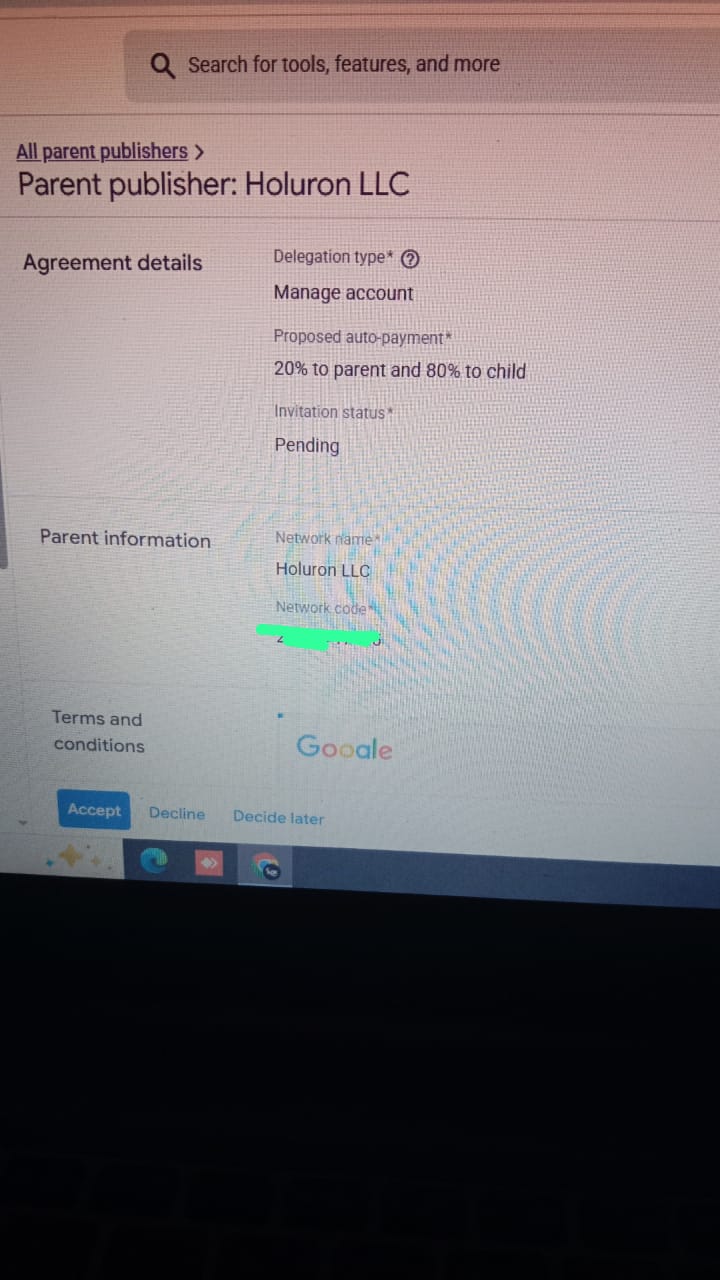 Holuron LLC AdX Approval  Instant Setup | Payout Ratios 80-20 • 85-15 • 99-10 | Safe, Fast & Premium Monetization Listing Image