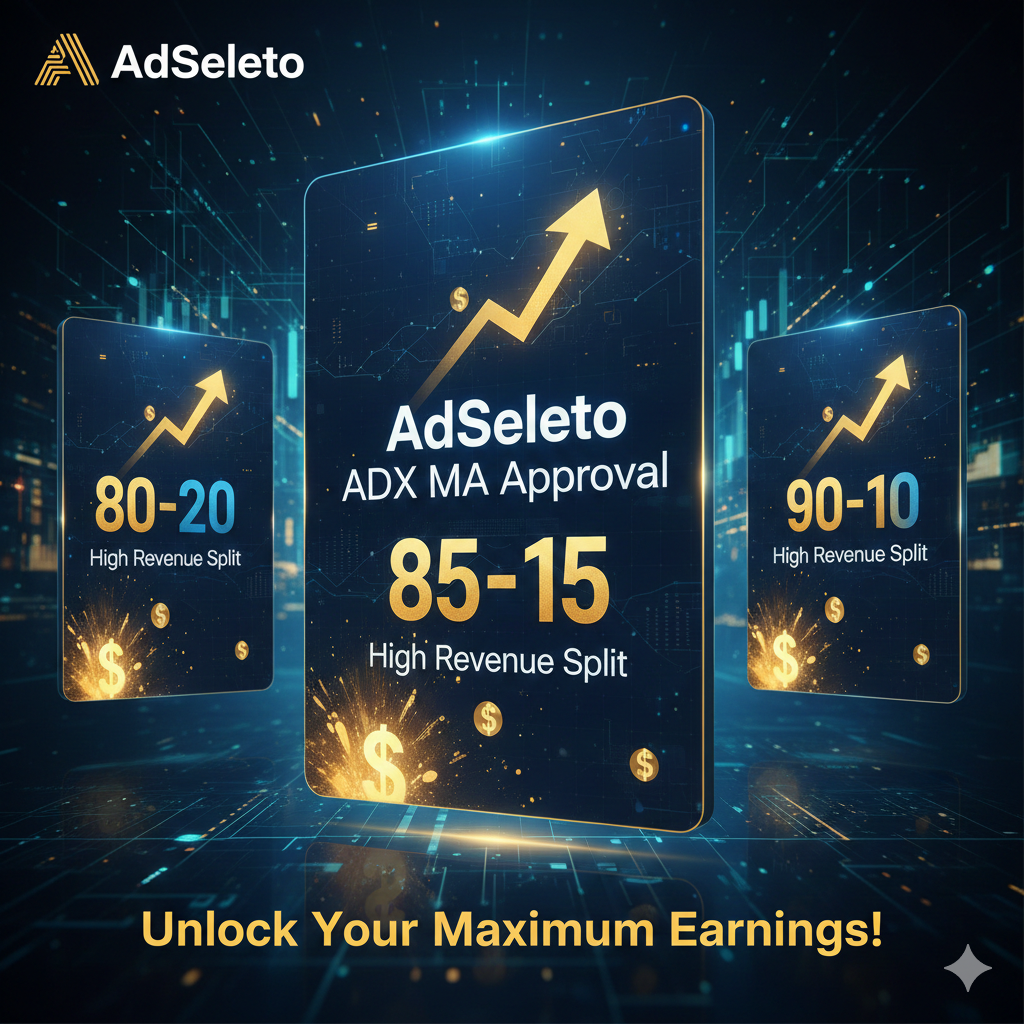 Get AdSeleto ADX MA Approval with 80-20, 85-15 & 90-10 High Revenue Split