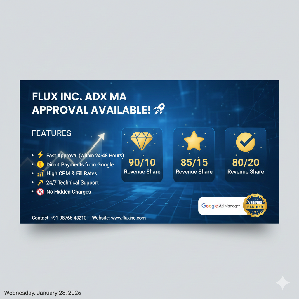 FLUX Inc. ADX MA Approval Available – 80/20, 85/15 & 90/10 Revenue Share Deal