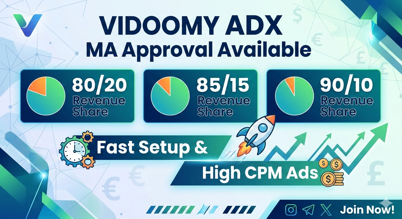 Vidoomy ADX MA Approval Available | 80/20, 85/15, 90/10 Revenue Share | Fast Setup & High CPM Ads ????