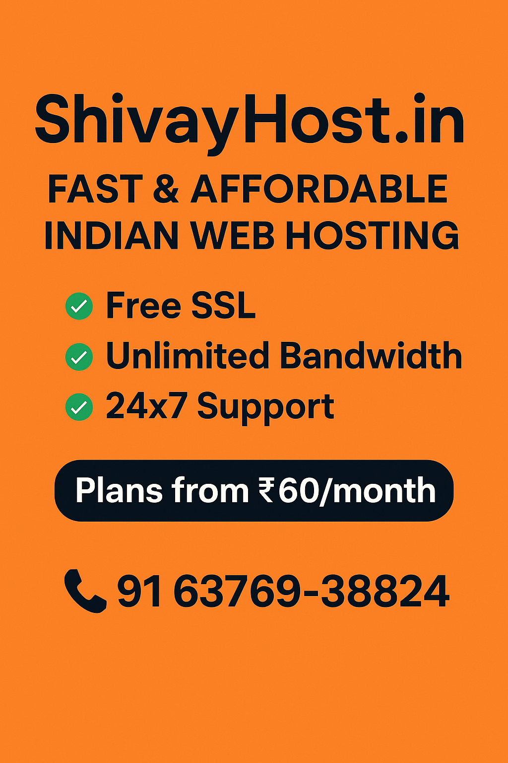 ShivayHost.in – Fast & Affordable Indian Web Hosting | Free SSL, Unlimited Bandwidth, 24x7 Support | Plans from ₹60/month Image